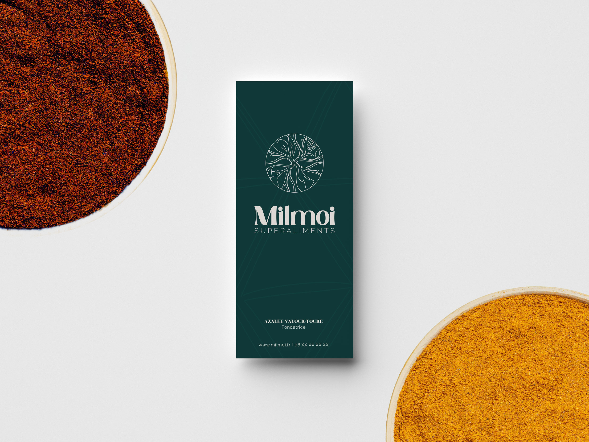 Identité graphie réalisée pour la marque de supers aliments Milmoi